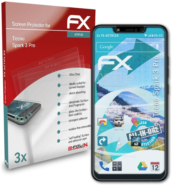 atFoliX FX-ActiFleX Displayschutzfolie für Tecno Spark 3 Pro