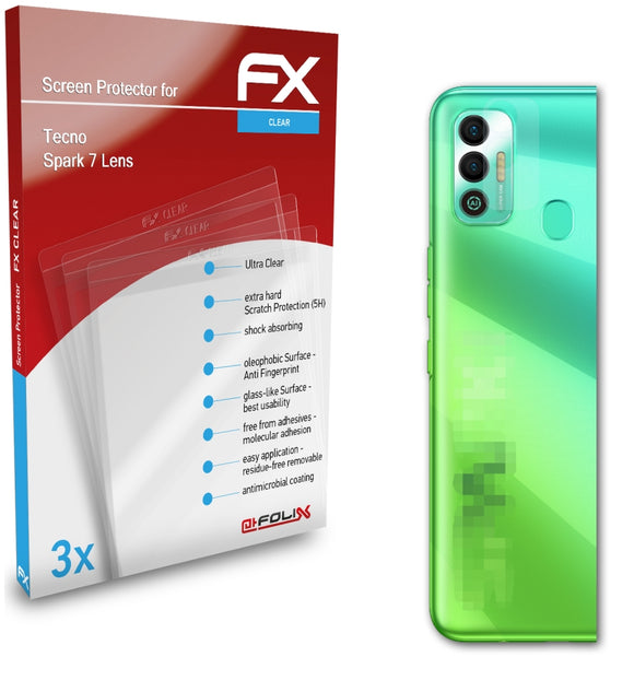 atFoliX FX-Clear Schutzfolie für Tecno Spark 7 Lens