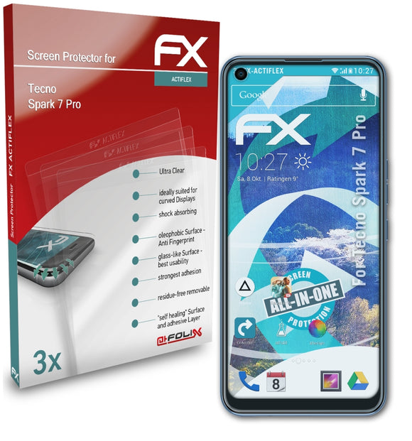 atFoliX FX-ActiFleX Displayschutzfolie für Tecno Spark 7 Pro
