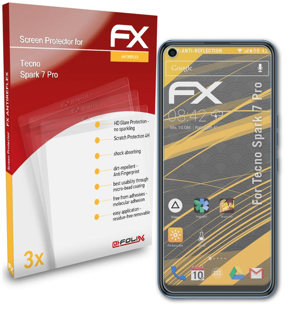 atFoliX FX-Antireflex Displayschutzfolie für Tecno Spark 7 Pro