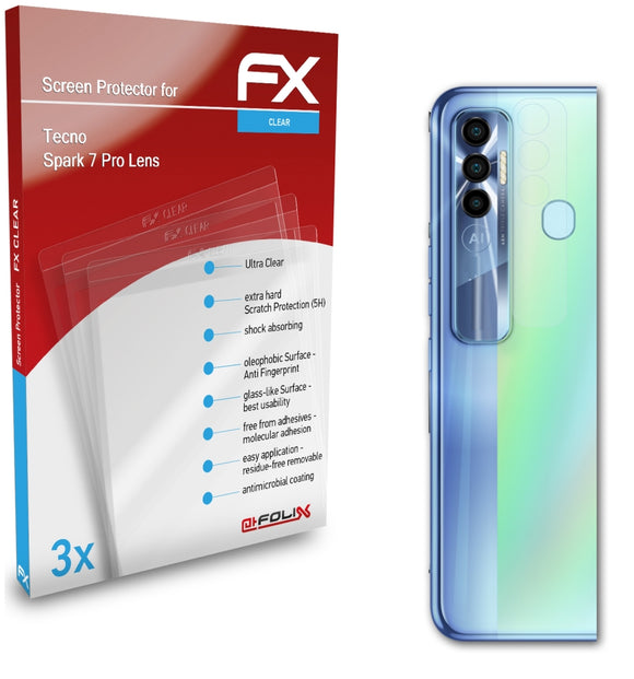 atFoliX FX-Clear Schutzfolie für Tecno Spark 7 Pro Lens