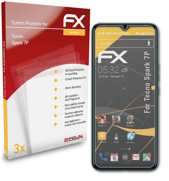 atFoliX FX-Antireflex Displayschutzfolie für Tecno Spark 7P