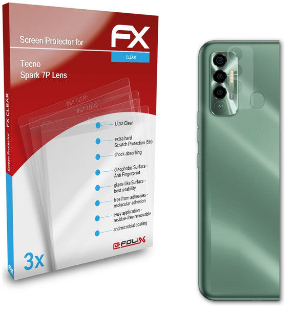 atFoliX FX-Clear Schutzfolie für Tecno Spark 7P Lens