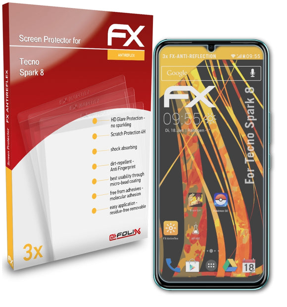 atFoliX FX-Antireflex Displayschutzfolie für Tecno Spark 8