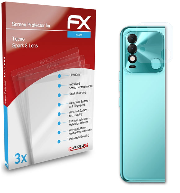 atFoliX FX-Clear Schutzfolie für Tecno Spark 8 Lens