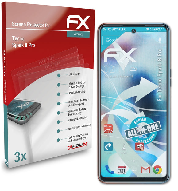 atFoliX FX-ActiFleX Displayschutzfolie für Tecno Spark 8 Pro