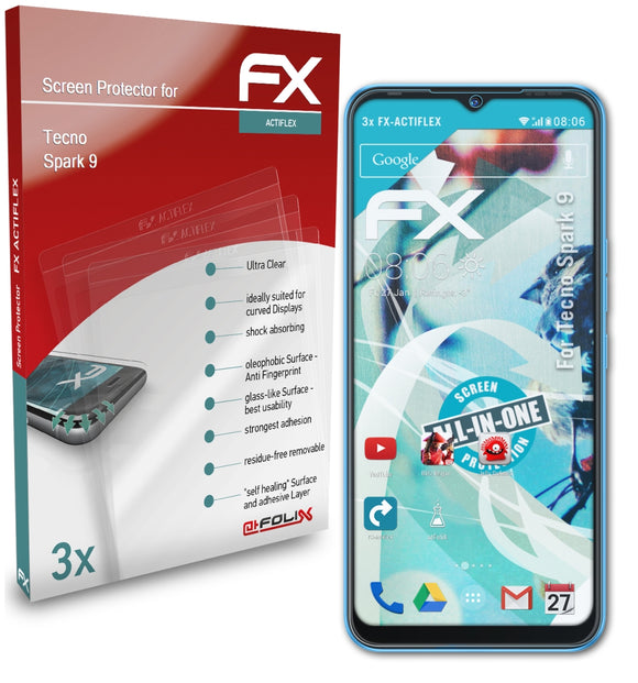 atFoliX FX-ActiFleX Displayschutzfolie für Tecno Spark 9
