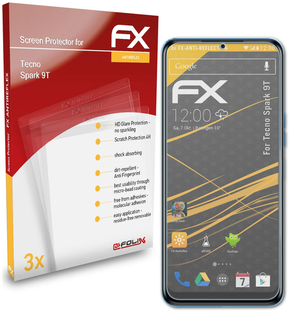 atFoliX FX-Antireflex Displayschutzfolie für Tecno Spark 9T