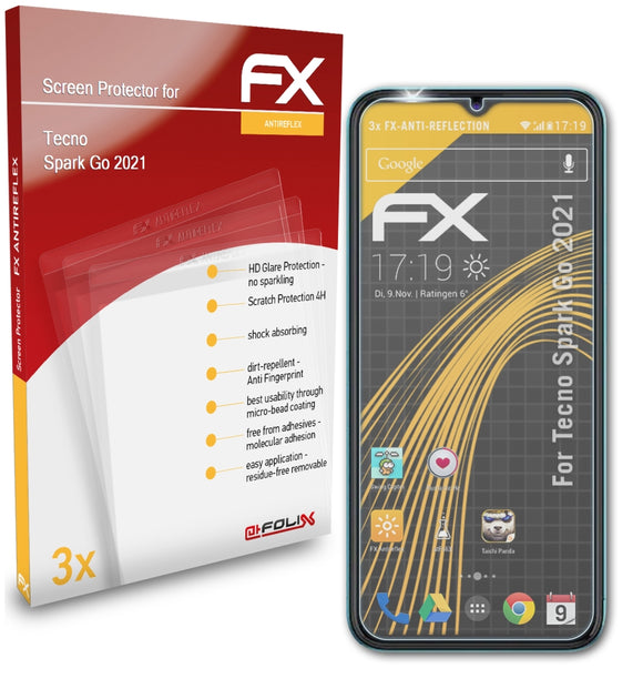 atFoliX FX-Antireflex Displayschutzfolie für Tecno Spark Go (2021)