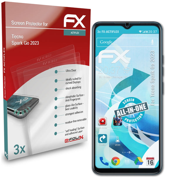 atFoliX FX-ActiFleX Displayschutzfolie für Tecno Spark Go 2023