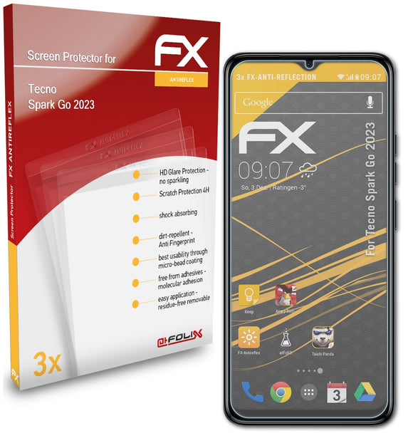 atFoliX FX-Antireflex Displayschutzfolie für Tecno Spark Go 2023