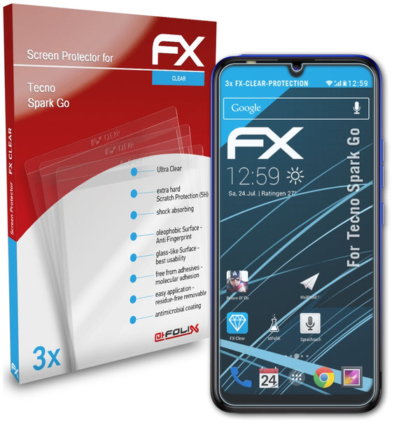 atFoliX FX-Clear Schutzfolie für Tecno Spark Go