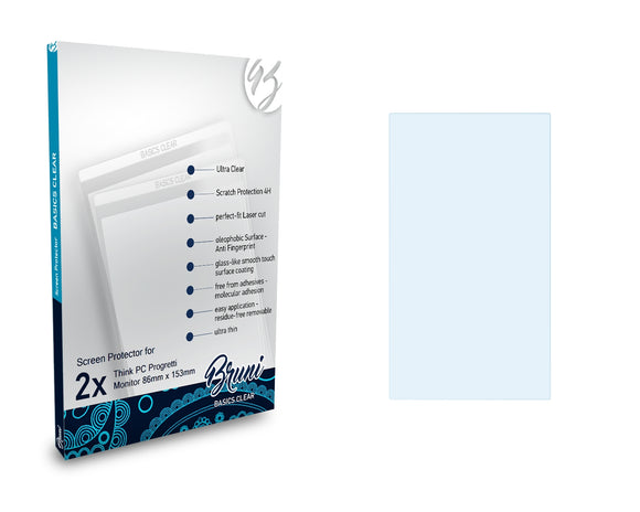 Bruni Basics-Clear Displayschutzfolie für Think PC Progretti Monitor (86mm x 153mm)