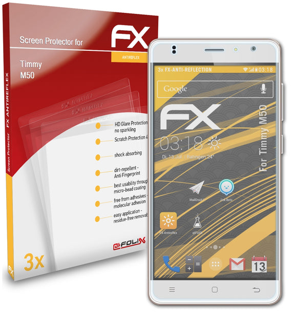 atFoliX FX-Antireflex Displayschutzfolie für Timmy M50