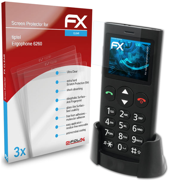 atFoliX FX-Clear Schutzfolie für tiptel Ergophone 6260
