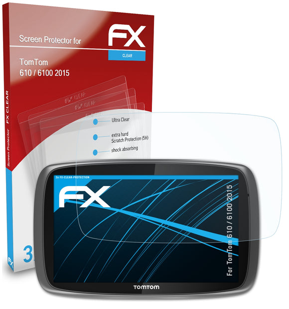 atFoliX FX-Clear Schutzfolie für TomTom 610 / 6100 (2015)