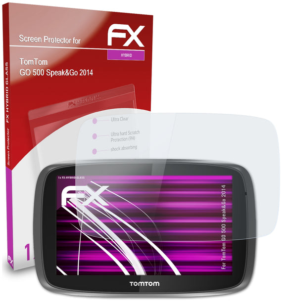 atFoliX FX-Hybrid-Glass Panzerglasfolie für TomTom GO 500 Speak&Go (2014)