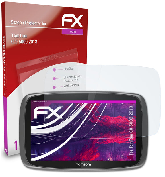 atFoliX FX-Hybrid-Glass Panzerglasfolie für TomTom GO 5000 (2013)