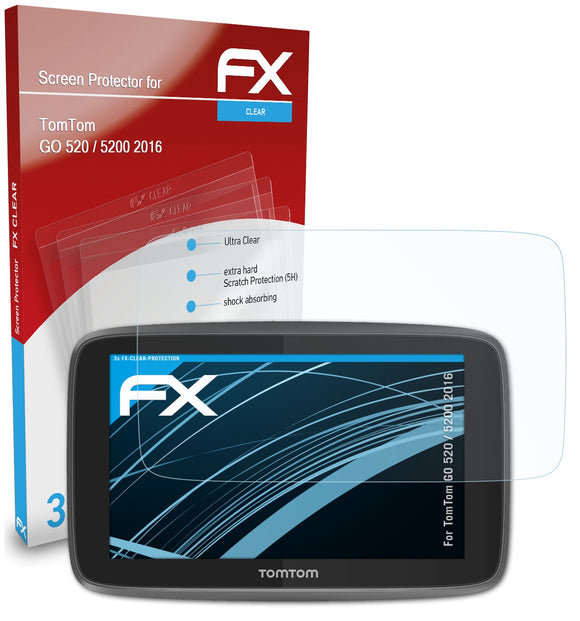 atFoliX FX-Clear Schutzfolie für TomTom GO 520 / 5200 (2016)