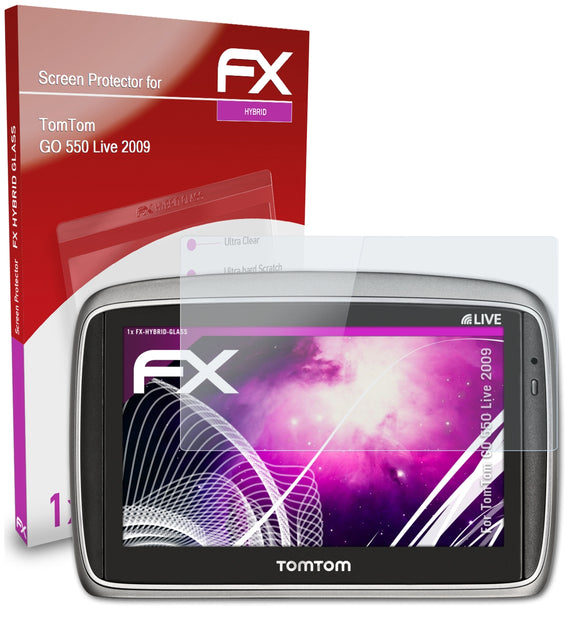 atFoliX FX-Hybrid-Glass Panzerglasfolie für TomTom GO 550 Live (2009)