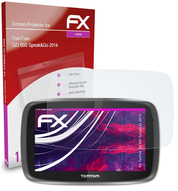 atFoliX FX-Hybrid-Glass Panzerglasfolie für TomTom GO 600 Speak&Go (2014)