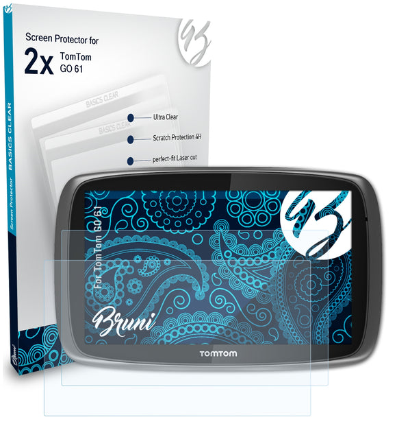 Bruni Basics-Clear Displayschutzfolie für TomTom GO 61