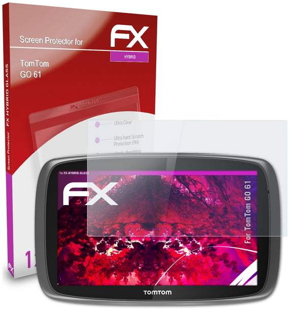 atFoliX FX-Hybrid-Glass Panzerglasfolie für TomTom GO 61