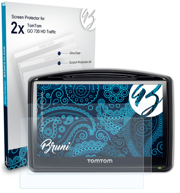 Bruni Basics-Clear Displayschutzfolie für TomTom GO 730 HD Traffic