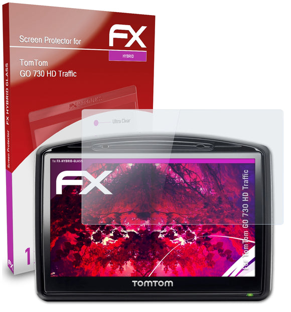 atFoliX FX-Hybrid-Glass Panzerglasfolie für TomTom GO 730 HD Traffic
