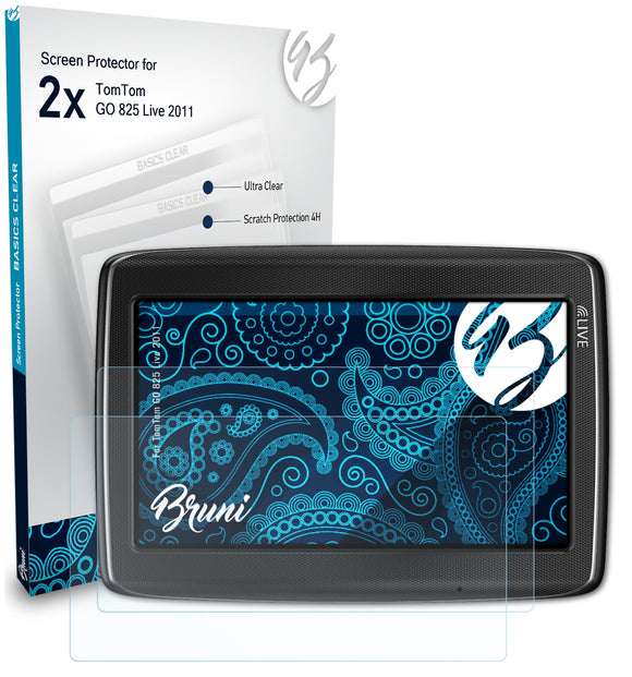 Bruni Basics-Clear Displayschutzfolie für TomTom GO 825 Live (2011)
