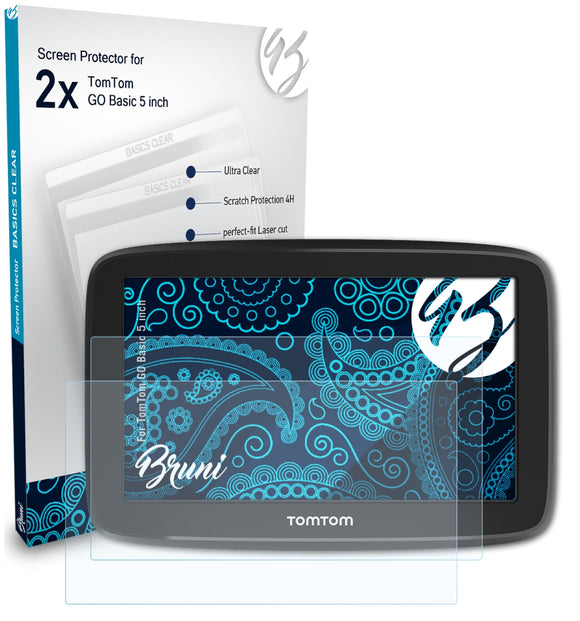 Bruni Basics-Clear Displayschutzfolie für TomTom GO Basic (5 inch)