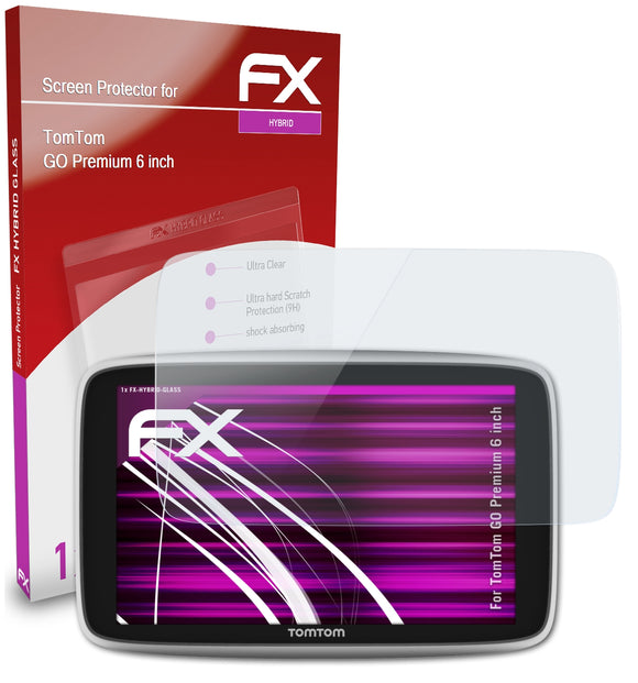 atFoliX FX-Hybrid-Glass Panzerglasfolie für TomTom GO Premium (6 inch)