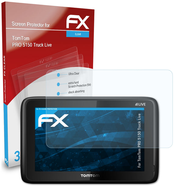 atFoliX FX-Clear Schutzfolie für TomTom PRO 5150 Truck Live
