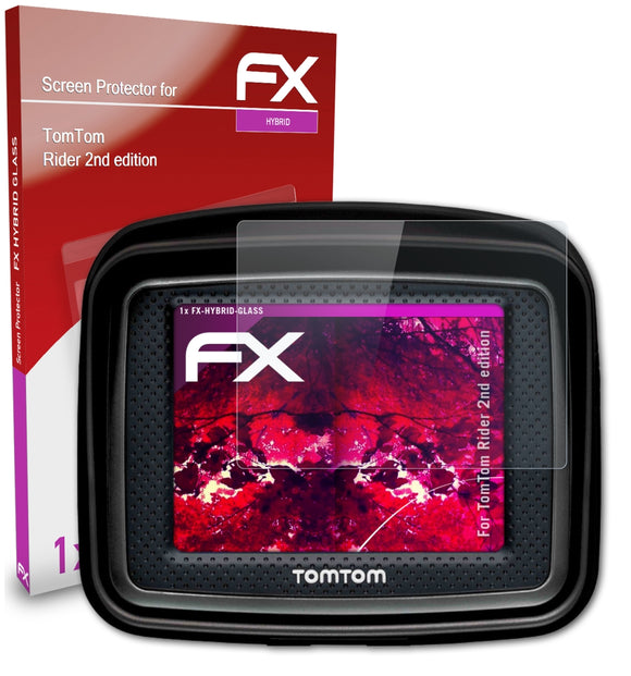 atFoliX FX-Hybrid-Glass Panzerglasfolie für TomTom Rider 2nd edition