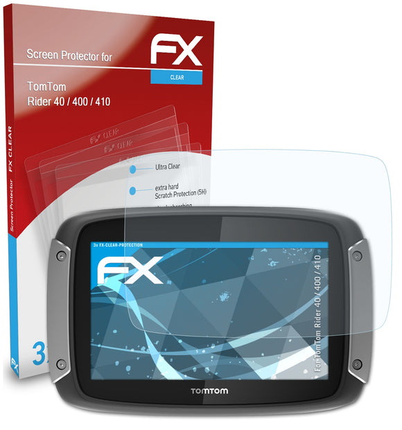 atFoliX FX-Clear Schutzfolie für TomTom Rider 40 / 400 / 410