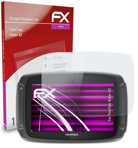 atFoliX FX-Hybrid-Glass Panzerglasfolie für TomTom Rider 42