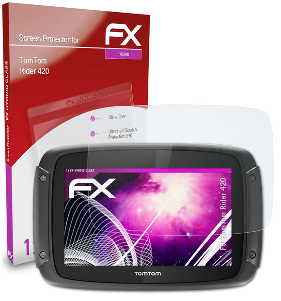 atFoliX FX-Hybrid-Glass Panzerglasfolie für TomTom Rider 420