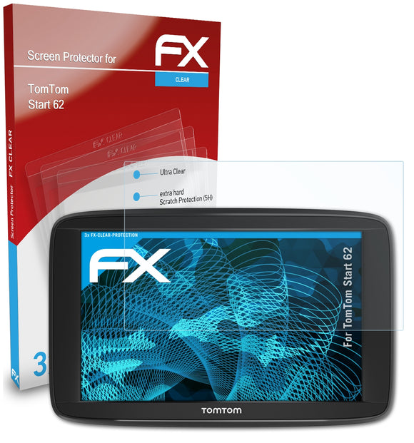 atFoliX FX-Clear Schutzfolie für TomTom Start 62