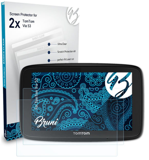 Bruni Basics-Clear Displayschutzfolie für TomTom Via 53