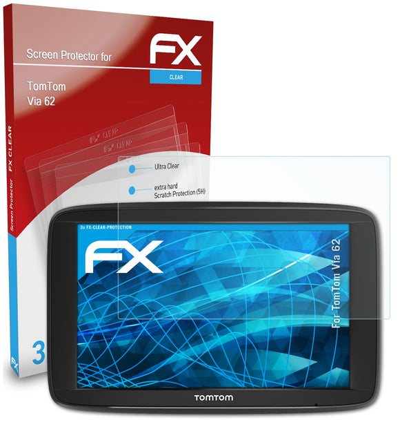 atFoliX FX-Clear Schutzfolie für TomTom Via 62