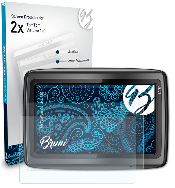 Bruni Basics-Clear Displayschutzfolie für TomTom Via Live 120