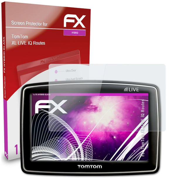 atFoliX FX-Hybrid-Glass Panzerglasfolie für TomTom XL LIVE IQ Routes