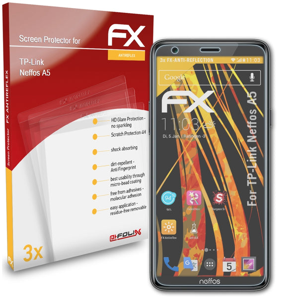 atFoliX FX-Antireflex Displayschutzfolie für TP-Link Neffos A5