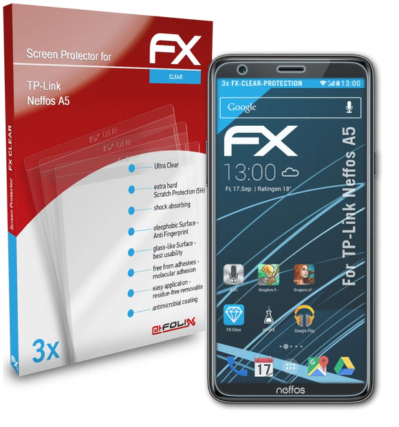 atFoliX FX-Clear Schutzfolie für TP-Link Neffos A5