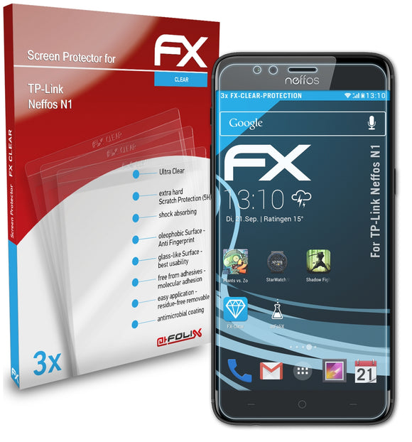 atFoliX FX-Clear Schutzfolie für TP-Link Neffos N1
