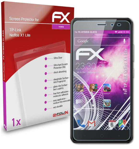 atFoliX FX-Hybrid-Glass Panzerglasfolie für TP-Link Neffos X1 Lite