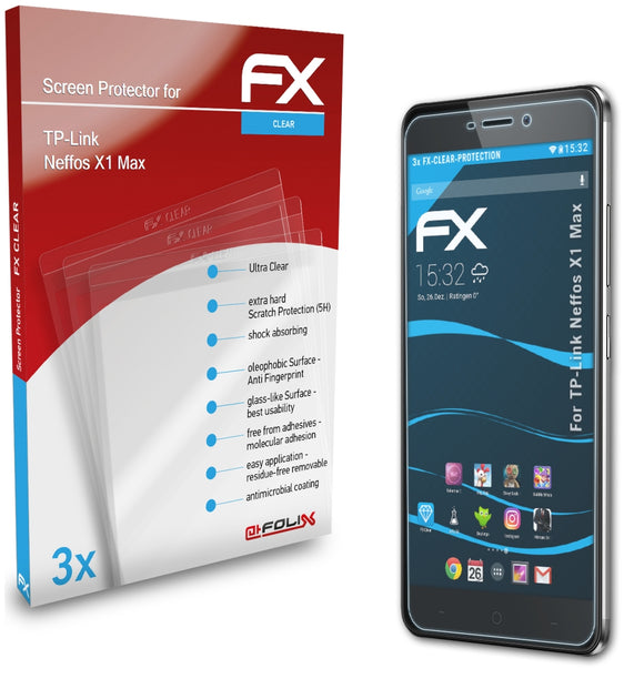 atFoliX FX-Clear Schutzfolie für TP-Link Neffos X1 Max
