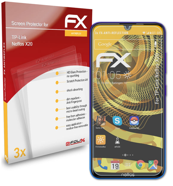 atFoliX FX-Antireflex Displayschutzfolie für TP-Link Neffos X20