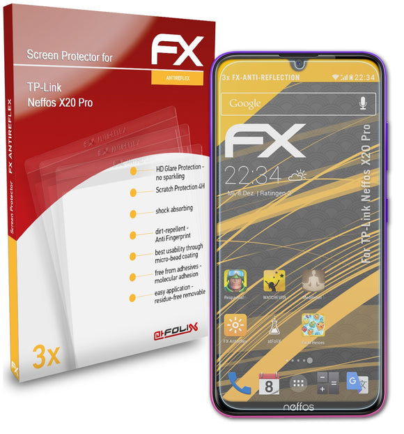 atFoliX FX-Antireflex Displayschutzfolie für TP-Link Neffos X20 Pro