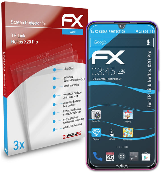 atFoliX FX-Clear Schutzfolie für TP-Link Neffos X20 Pro